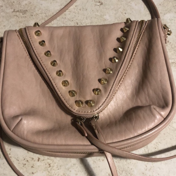 Cross body purse, She & Lo tan with gold trim included metallic studs. - Picture 2 of 10